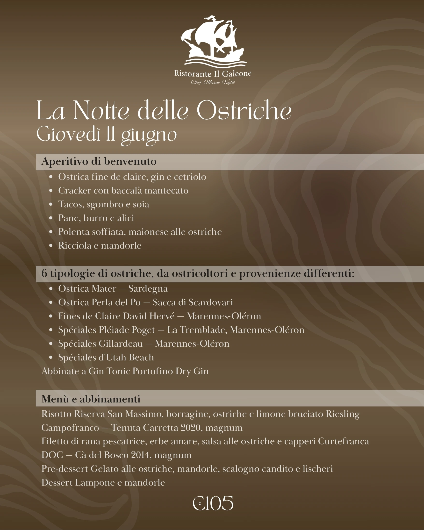 Locandina La Notte delle Ostriche Il Galeone 2026