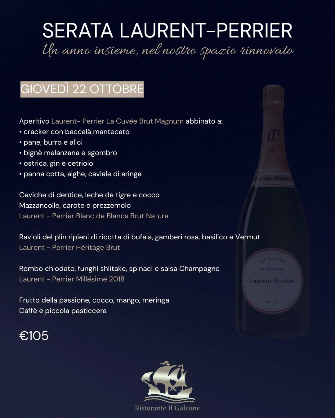 Cena evento con Laurent Perrier Fano